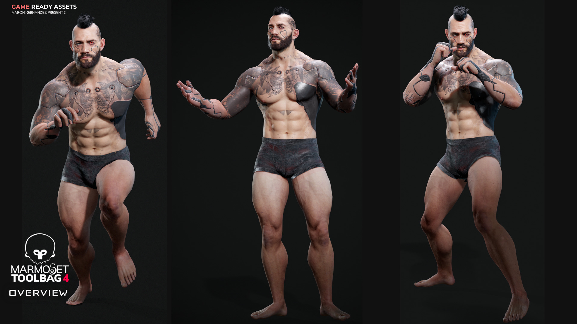 Base Male and Sci-fi Game Character Starter Low-poly 3D model_2