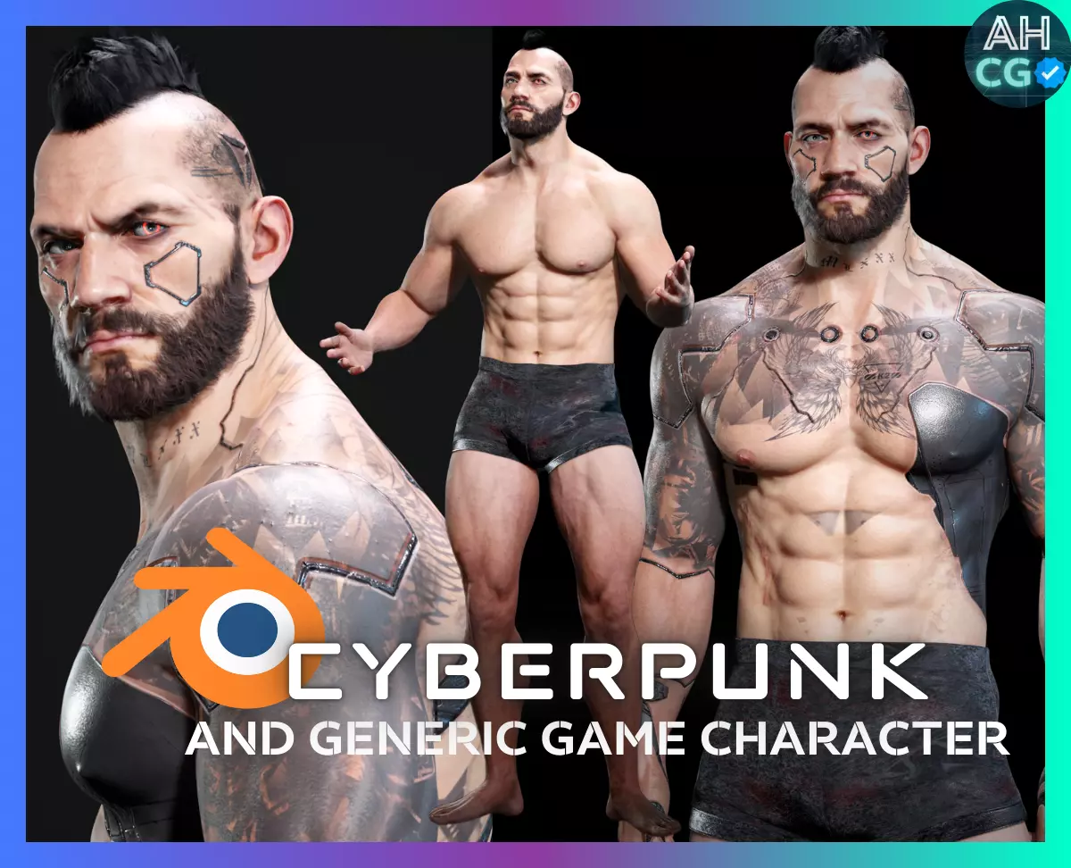 Base Male and Sci-fi Game Character Starter Low-poly 3D model_0