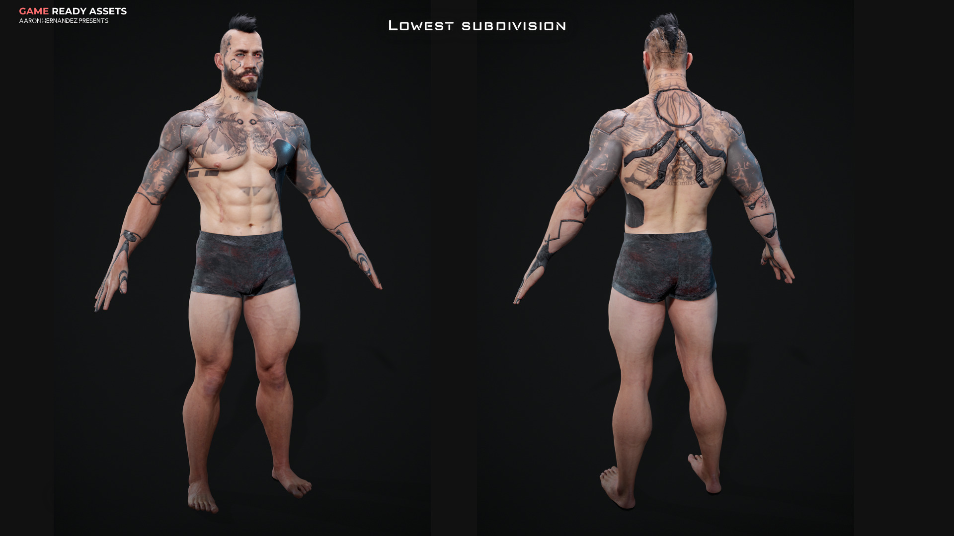 Base Male and Sci-fi Game Character Starter Low-poly 3D model_10