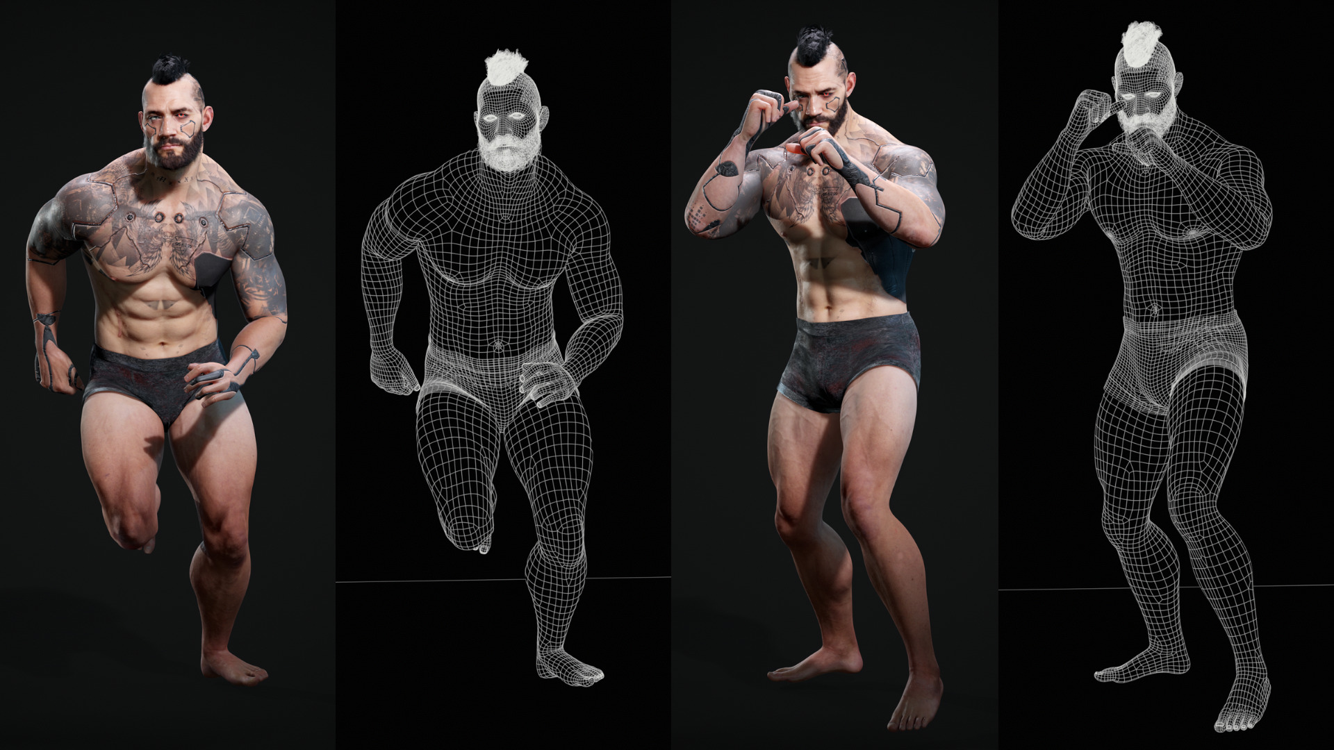 Base Male and Sci-fi Game Character Starter Low-poly 3D model_3