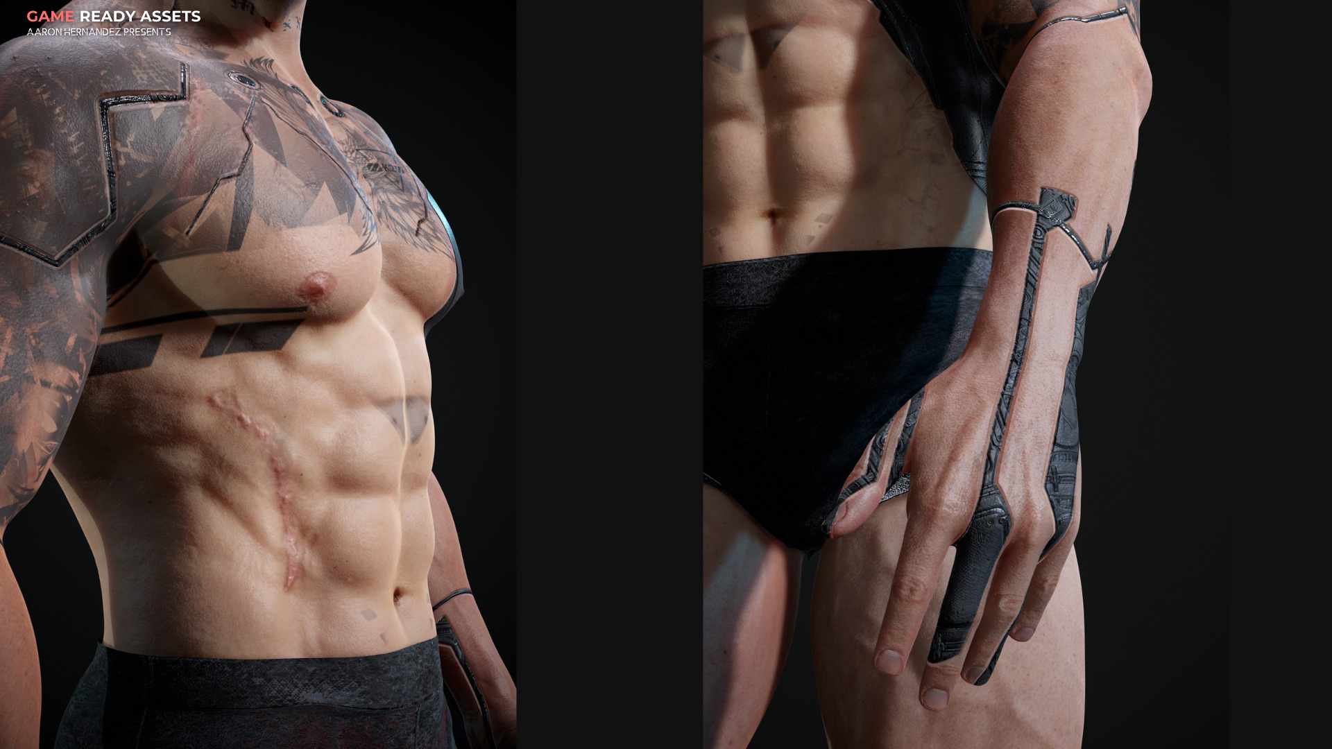 Base Male and Sci-fi Game Character Starter Low-poly 3D model_14