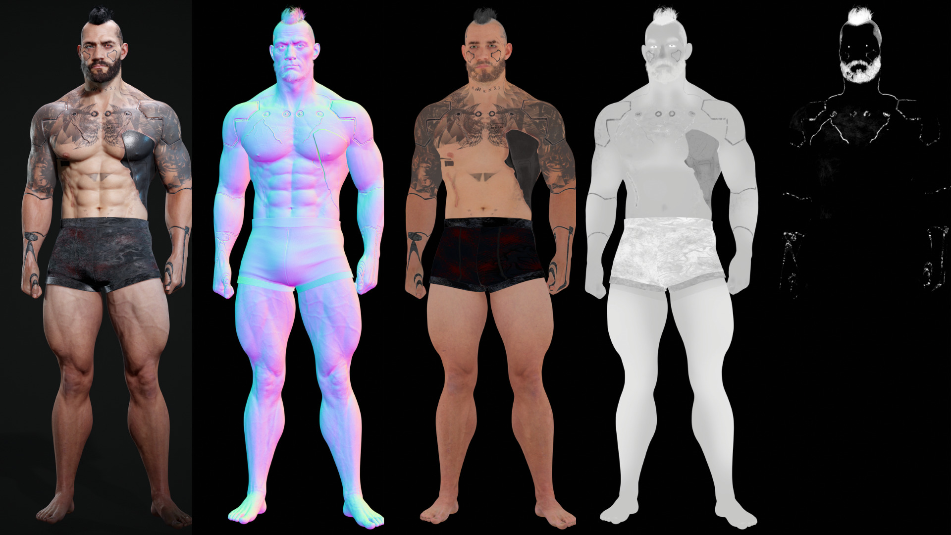 Base Male and Sci-fi Game Character Starter Low-poly 3D model_19