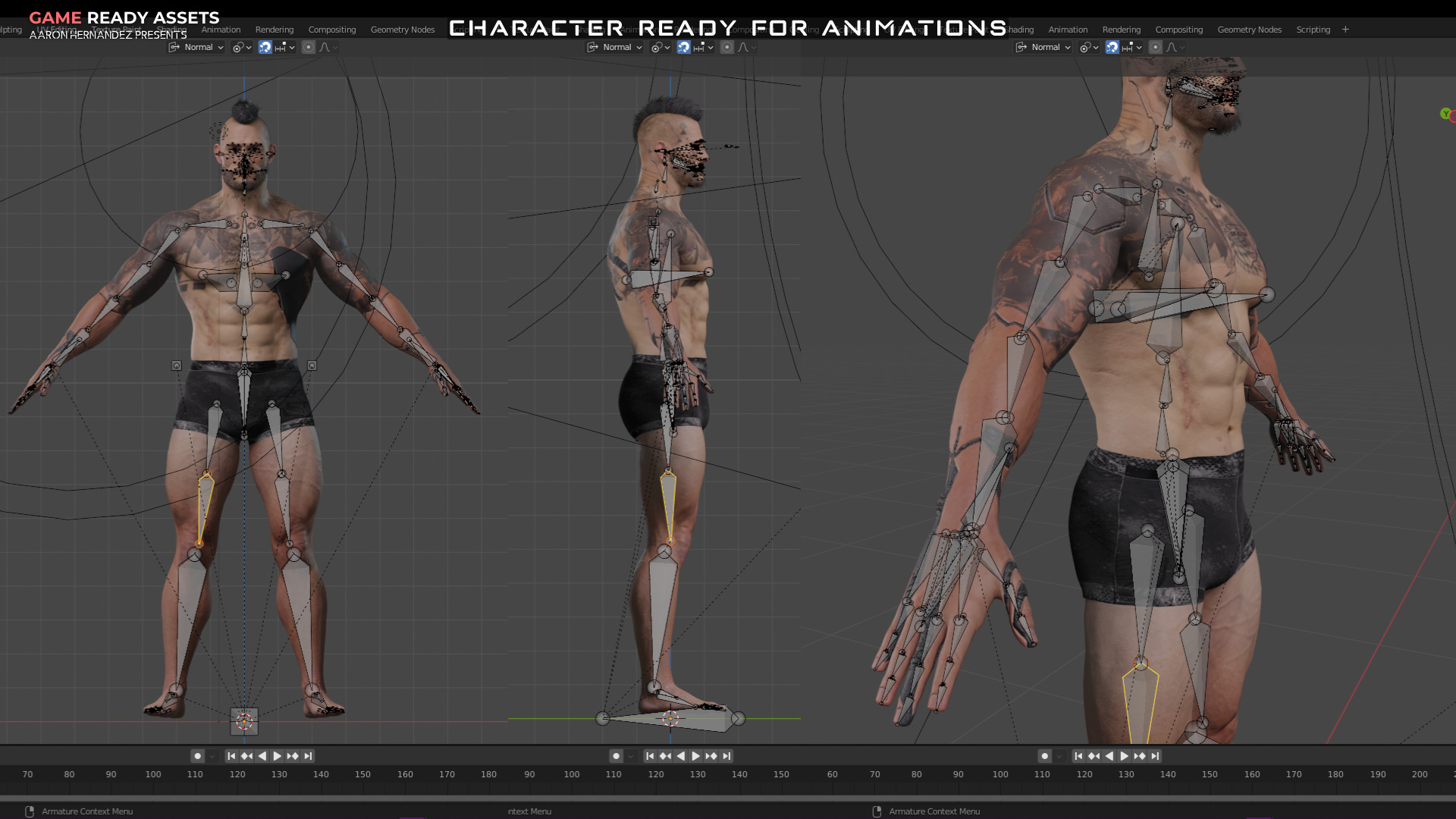Base Male and Sci-fi Game Character Starter Low-poly 3D model_29