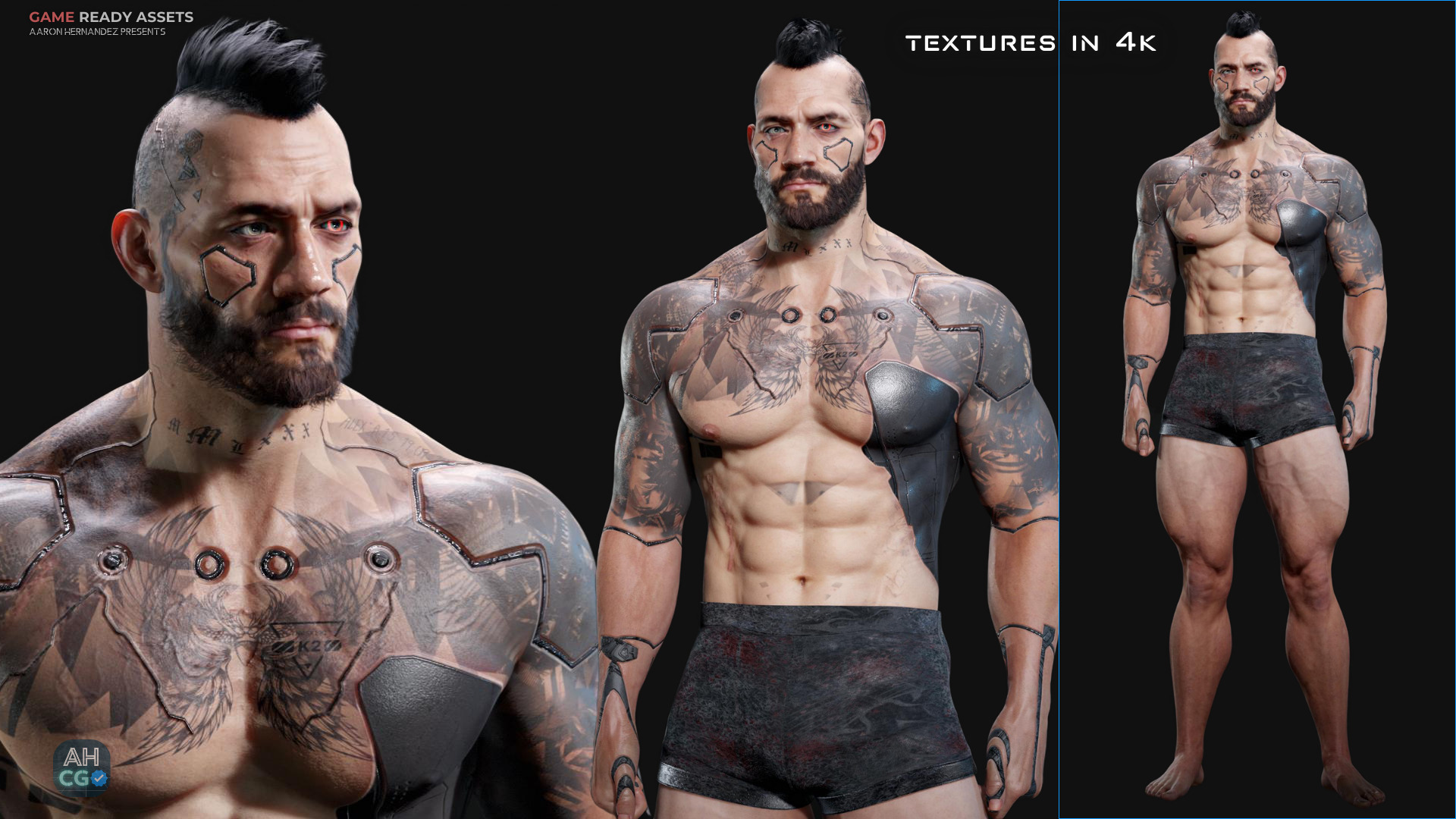 Base Male and Sci-fi Game Character Starter Low-poly 3D model_4