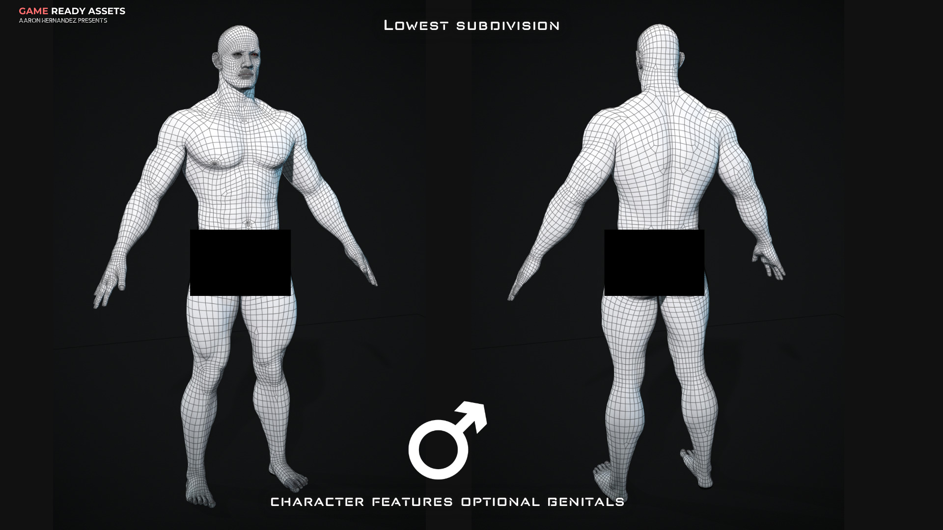 Base Male and Sci-fi Game Character Starter Low-poly 3D model_8