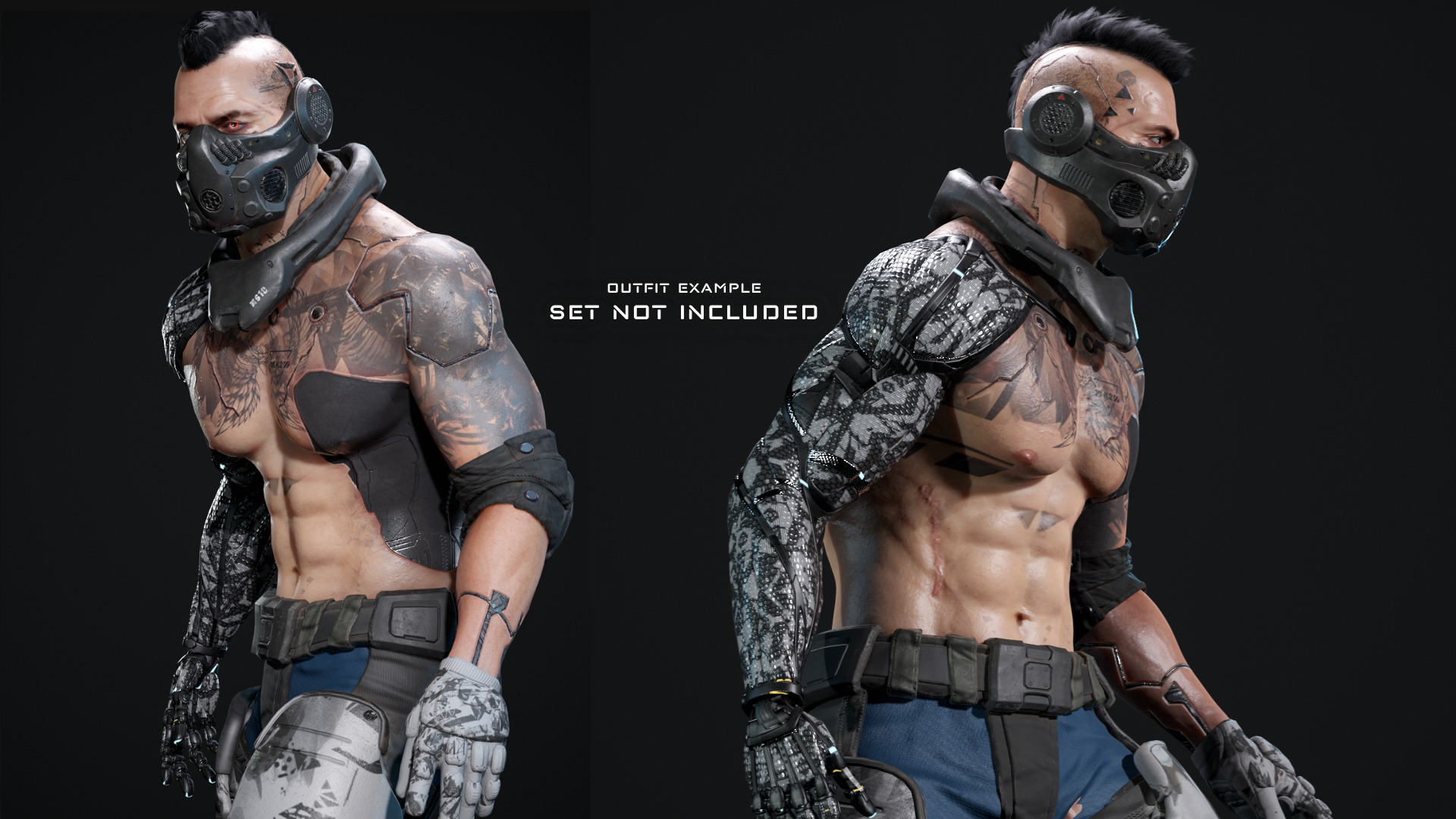 Base Male and Sci-fi Game Character Starter Low-poly 3D model_36