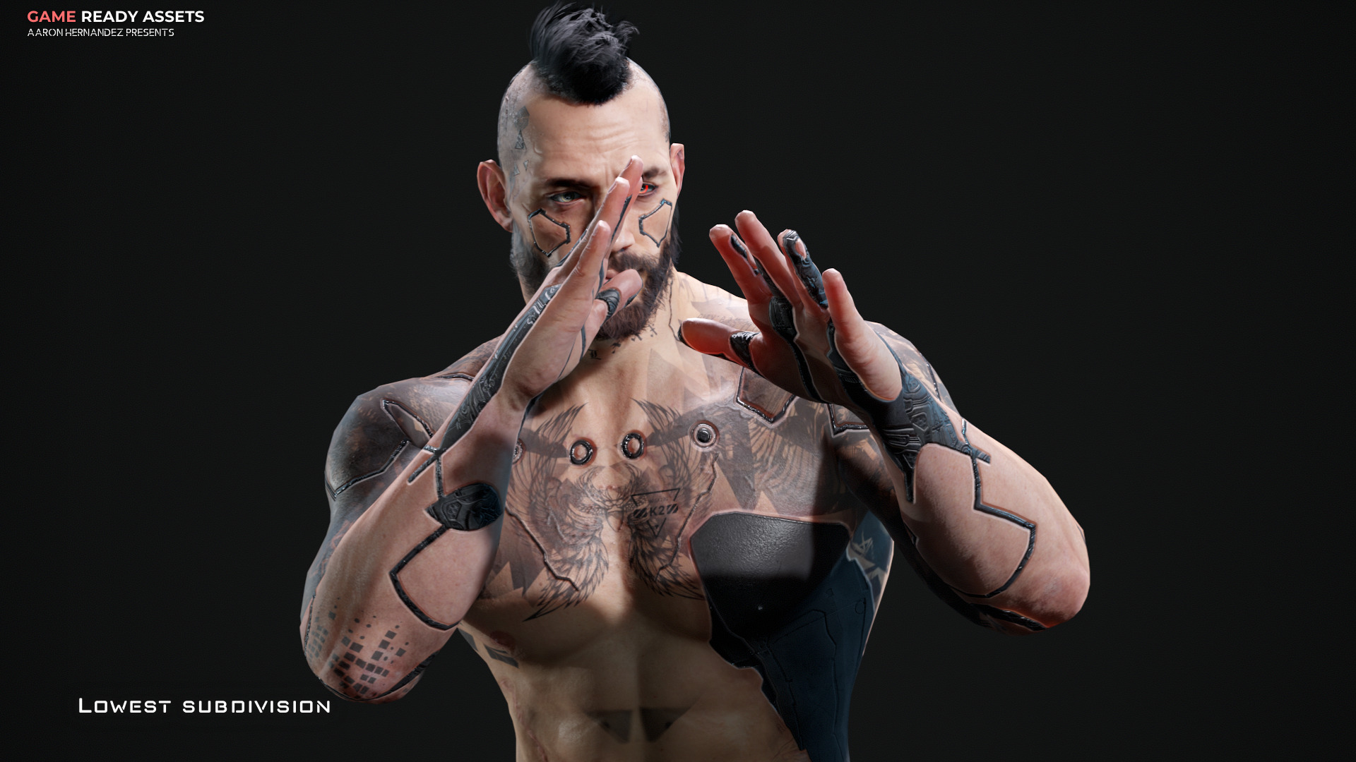 Base Male and Sci-fi Game Character Starter Low-poly 3D model_11