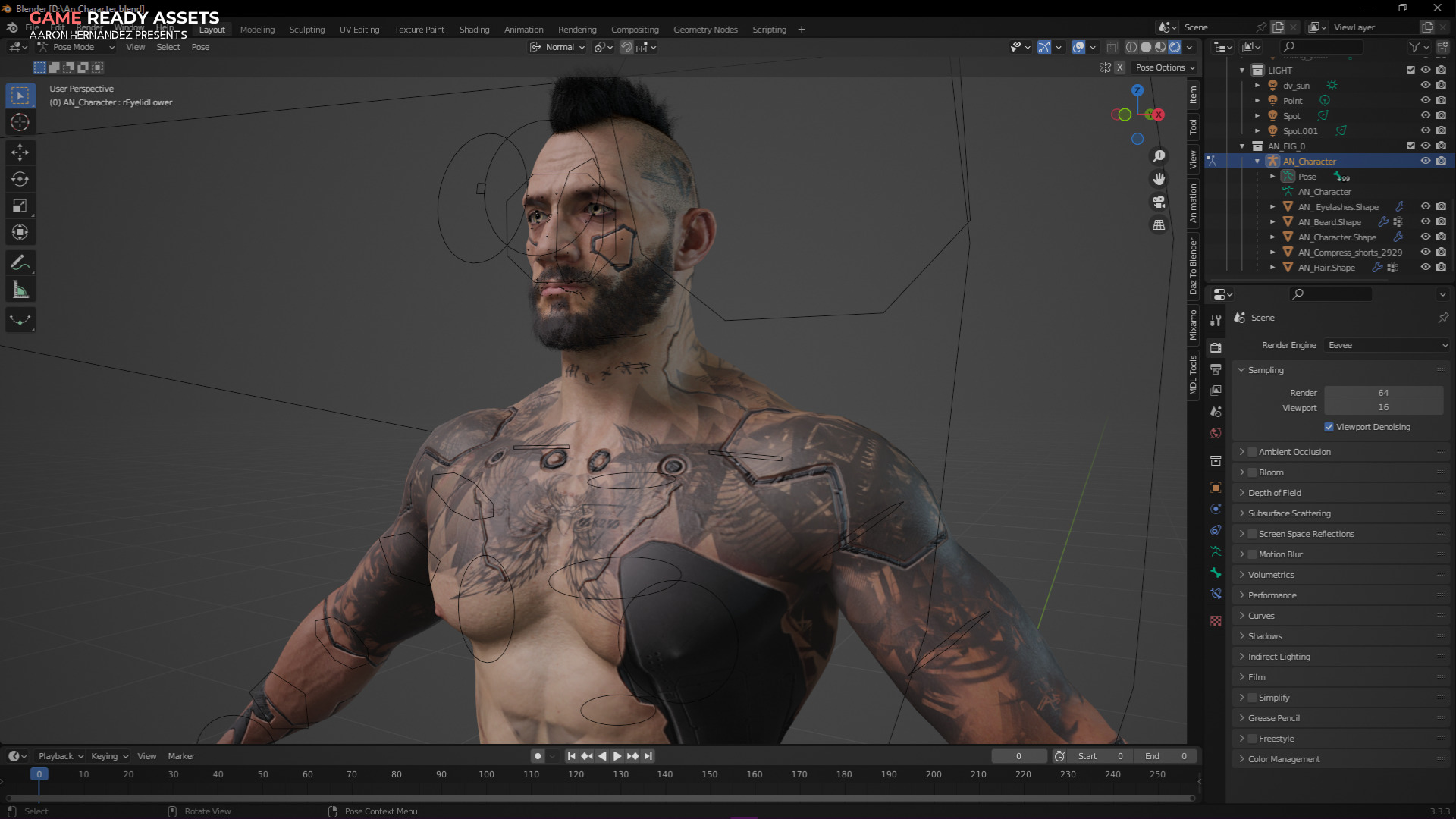 Base Male and Sci-fi Game Character Starter Low-poly 3D model_24