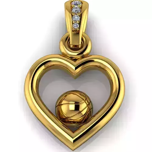BasketBall Heart Pendant Necklace Jewelry