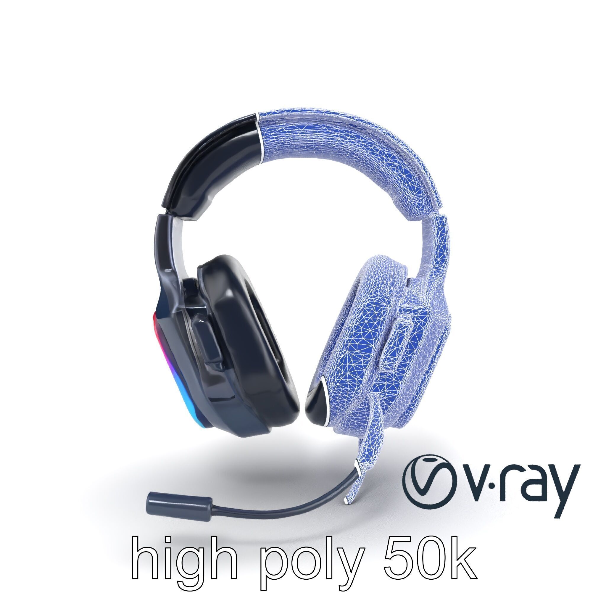 High-End Gaming Headset RGB Immersive model pack Low-poly 3D model_30