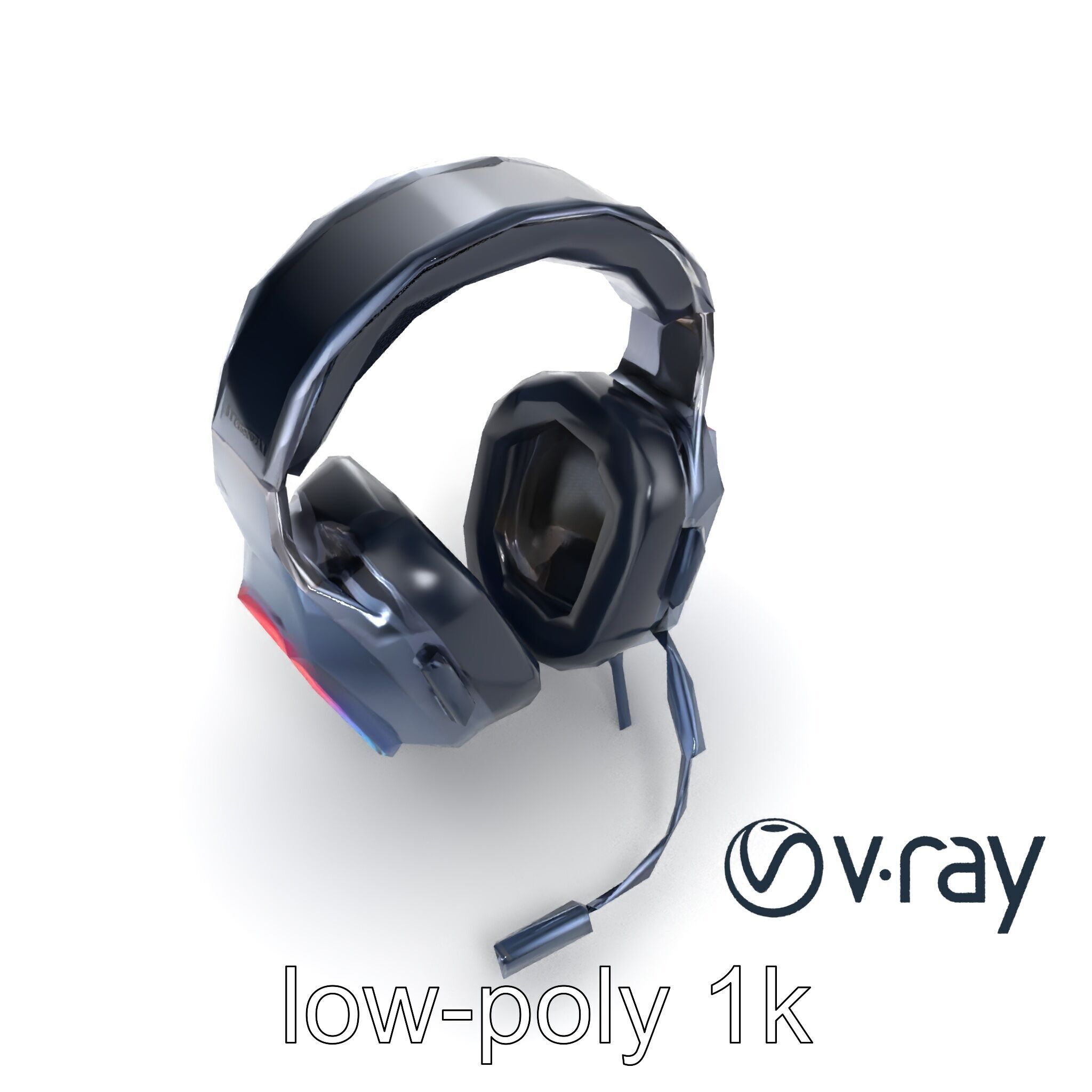 High-End Gaming Headset RGB Immersive model pack Low-poly 3D model_10