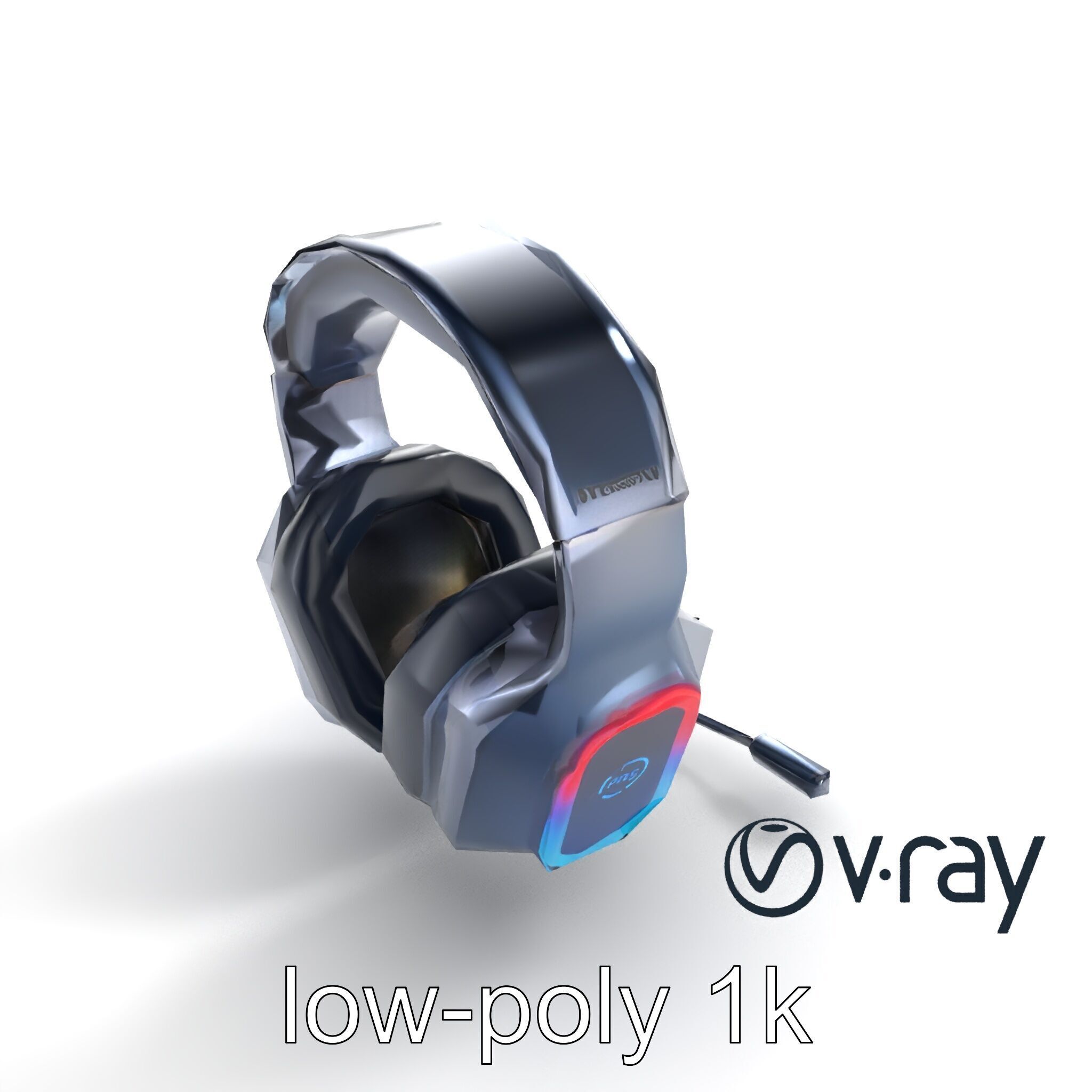 High-End Gaming Headset RGB Immersive model pack Low-poly 3D model_7