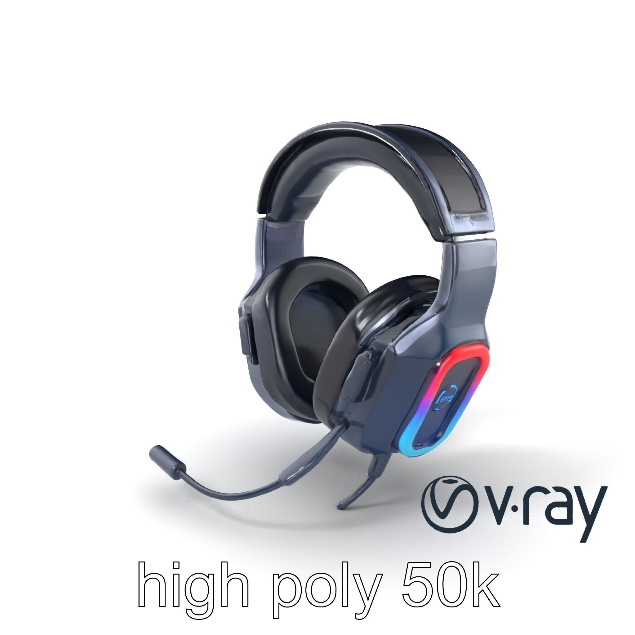 High-End Gaming Headset RGB Immersive model pack Low-poly 3D model_5