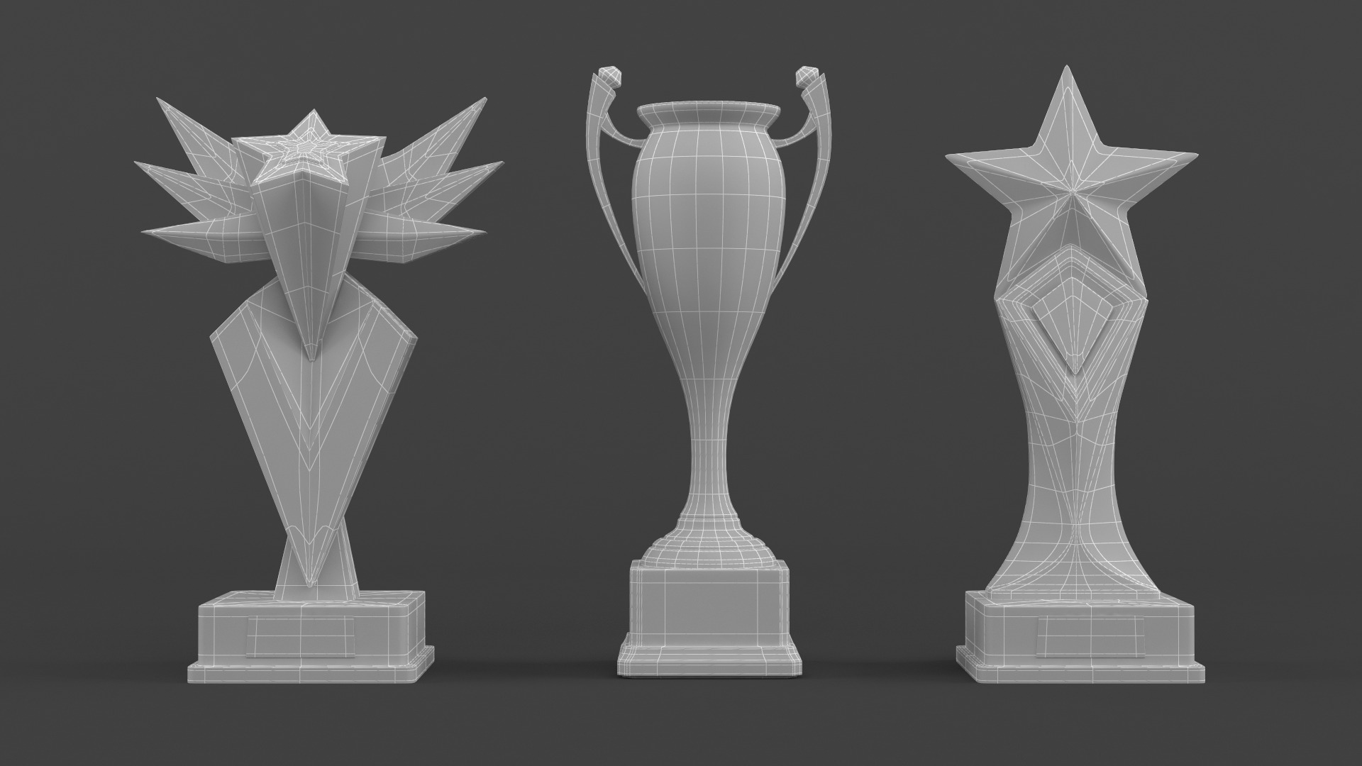 Gold Trophy Cups 3D model_7
