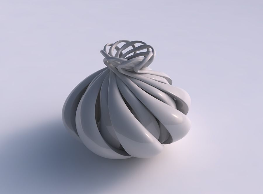Vase onion shape with twisted lines squeezed 3D print model_0