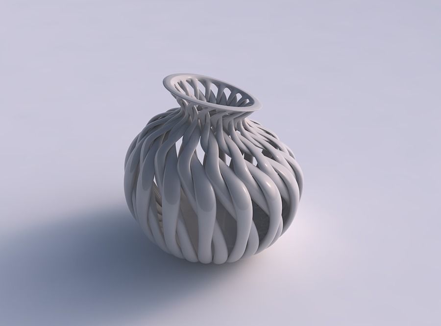 Vase oval squeezed neck with muscle structure squeezed with s... 3D print model_0