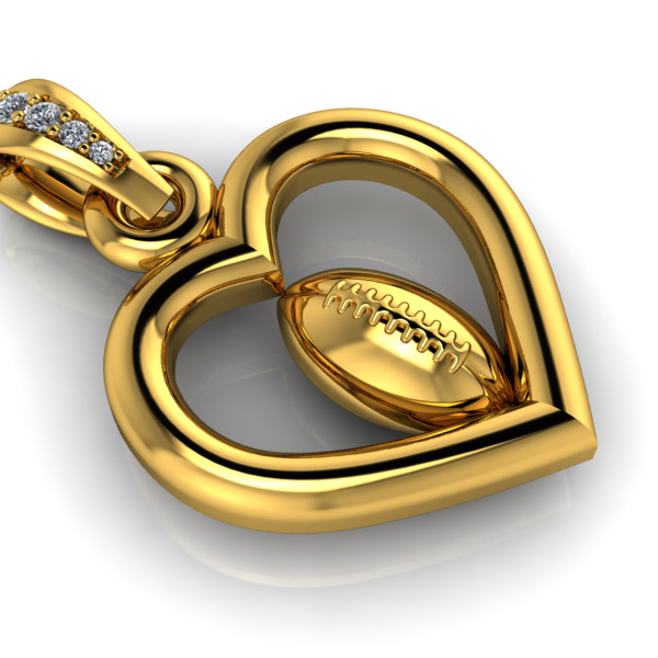 Heart Shaped Football Pendant 3D print model_5