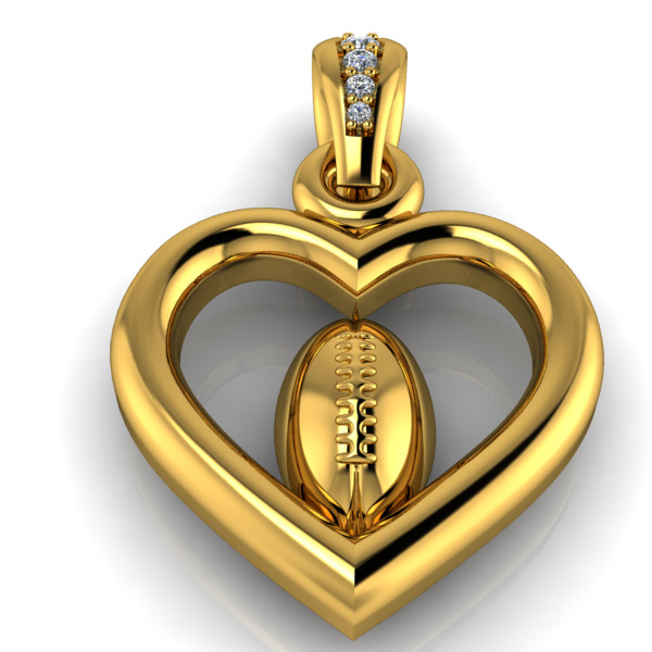 Heart Shaped Football Pendant 3D print model_4
