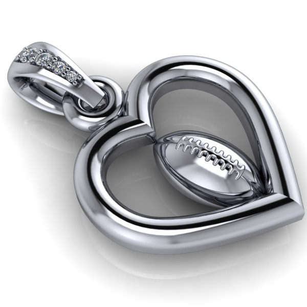 Heart Shaped Football Pendant 3D print model_10
