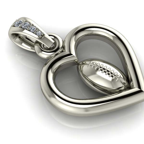 Heart Shaped Football Pendant 3D print model_2