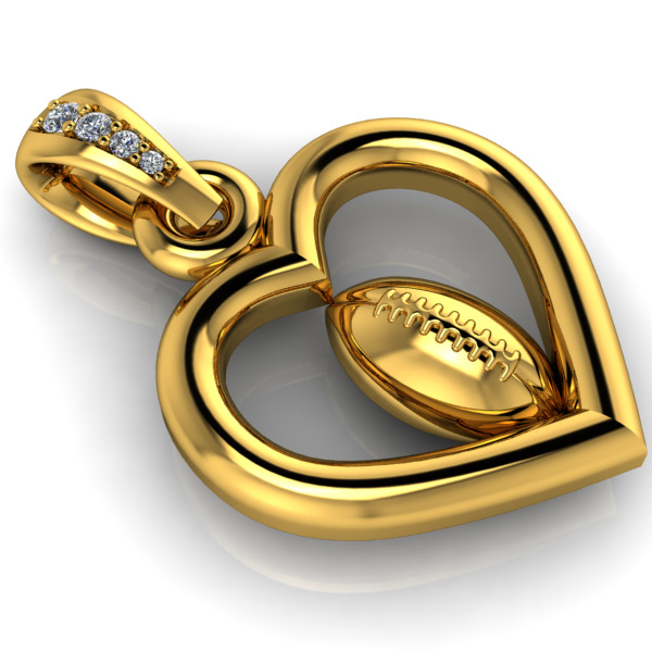 Heart Shaped Football Pendant 3D print model_7