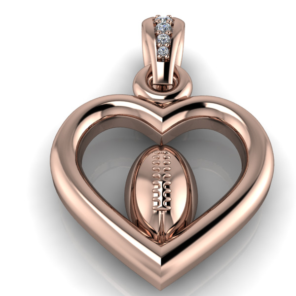 Heart Shaped Football Pendant 3D print model_1