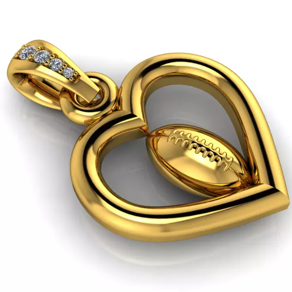 Heart Shaped Football Pendant 3D print model_0
