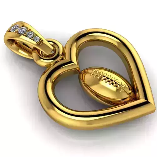 Heart Shaped Football Pendant 3D print model