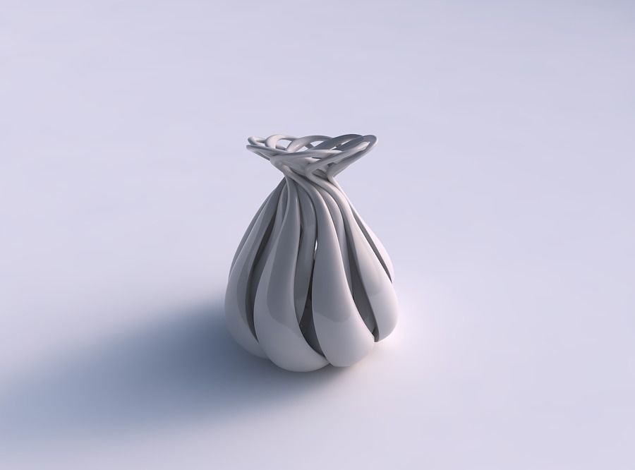 Vase onion shape with twisted lines eccentric 3D print model_0