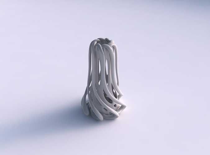 Vase flared double twisted small with collapsed top widened top