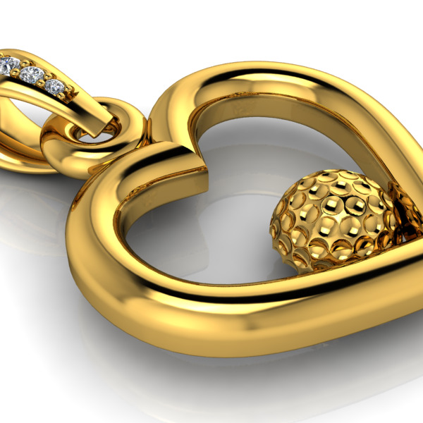 Golf Ball Heart Pendant 3D print model_12