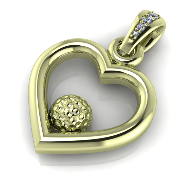 Golf Ball Heart Pendant 3D print model_4