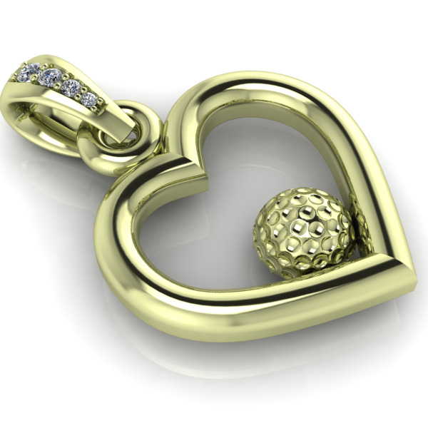 Golf Ball Heart Pendant 3D print model_2
