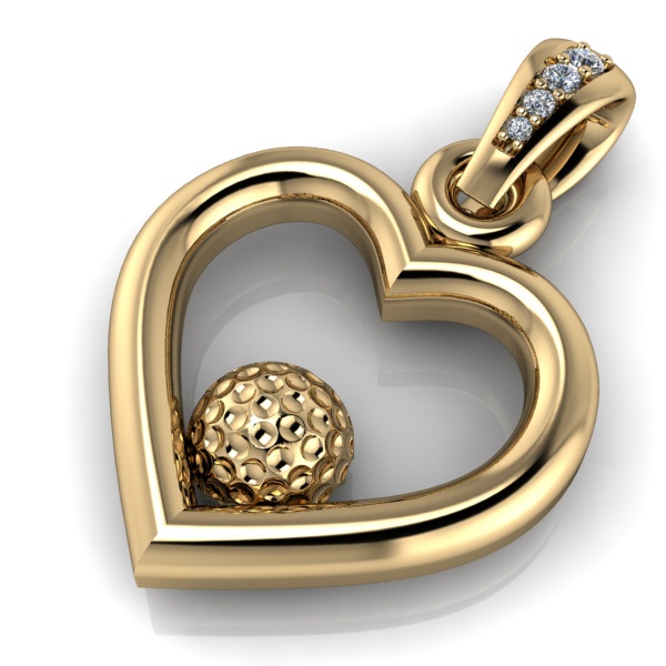 Golf Ball Heart Pendant 3D print model_9
