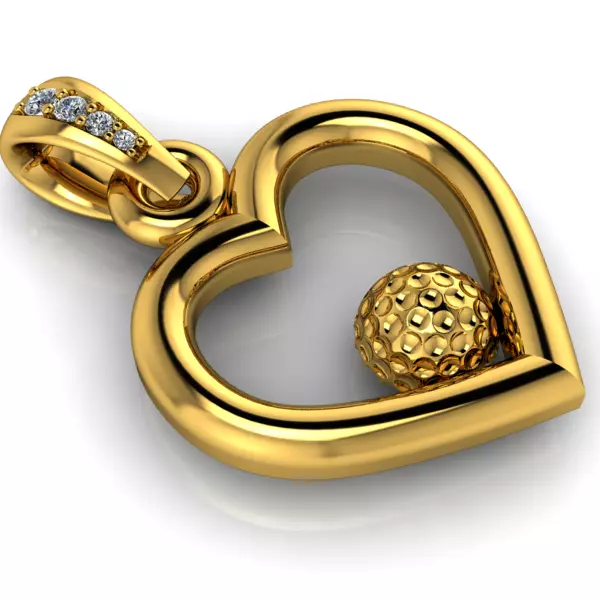 Golf Ball Heart Pendant 3D print model_0