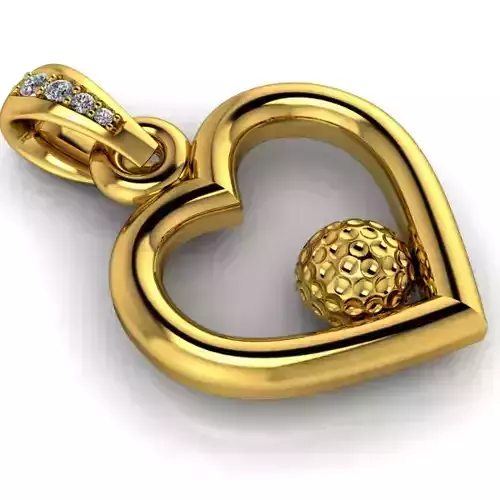Golf Ball Heart Pendant 3D print model