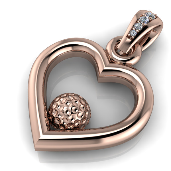 Golf Ball Heart Pendant 3D print model_8