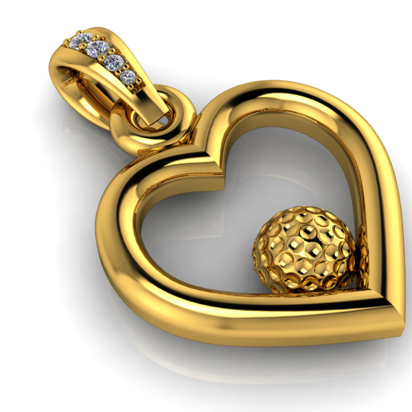 Golf Ball Heart Pendant 3D print model_13