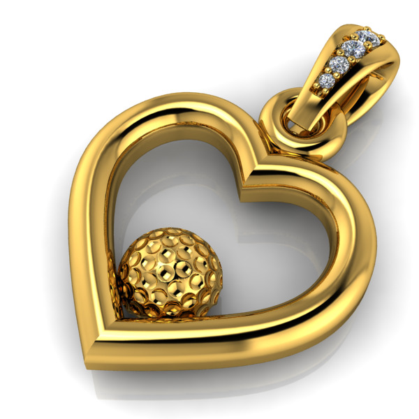 Golf Ball Heart Pendant 3D print model_6