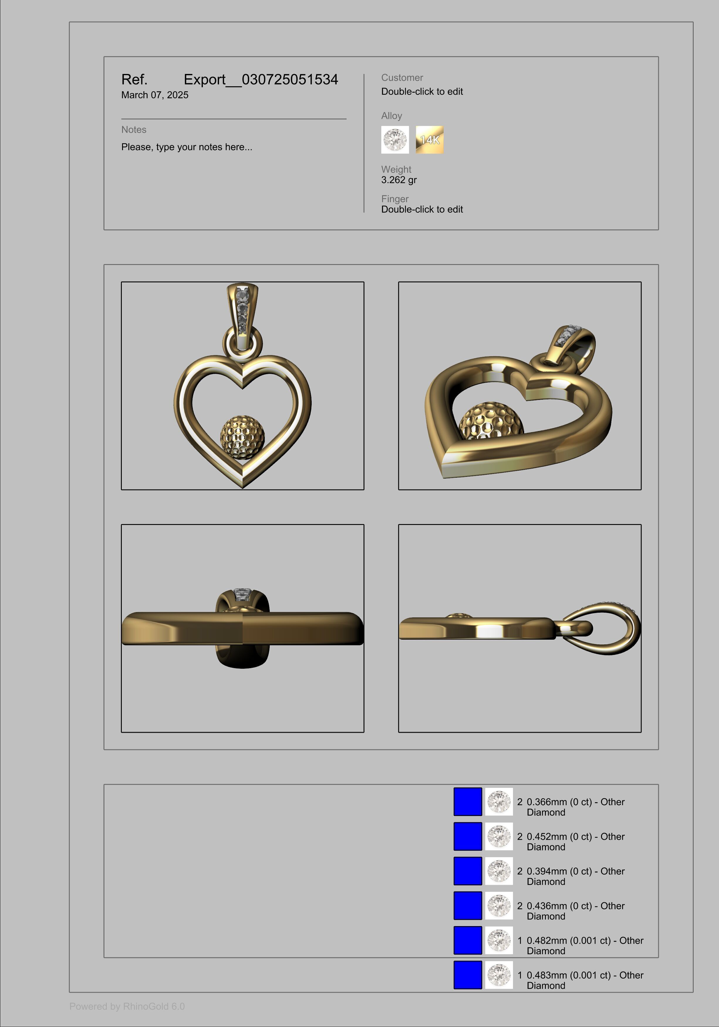 Golf Ball Heart Pendant 3D print model_26