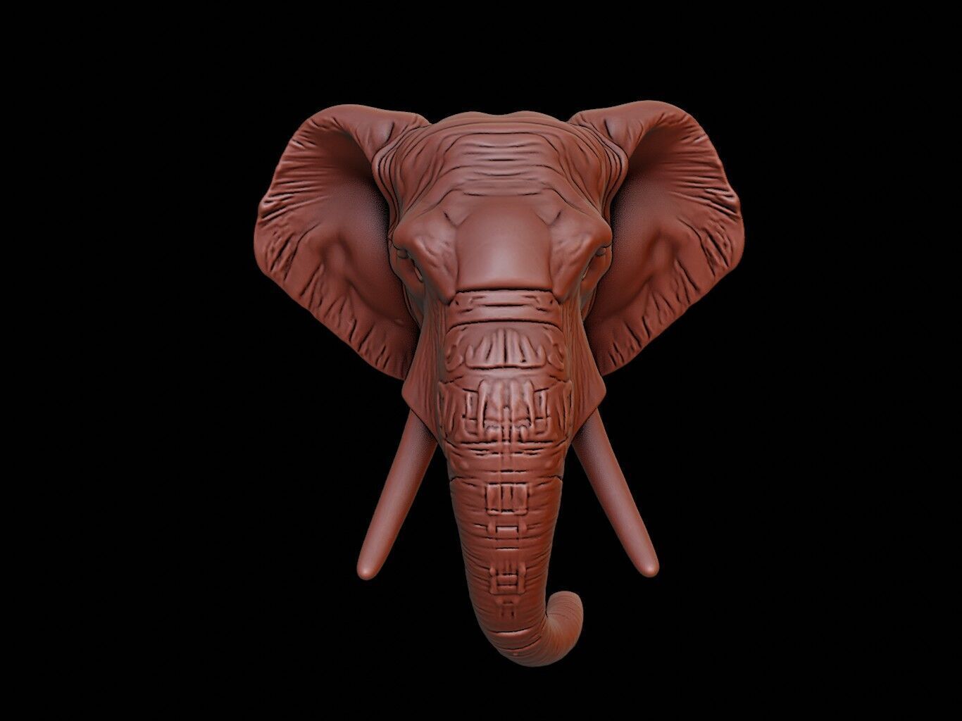 Elephant Animal Bust 3D print model_2