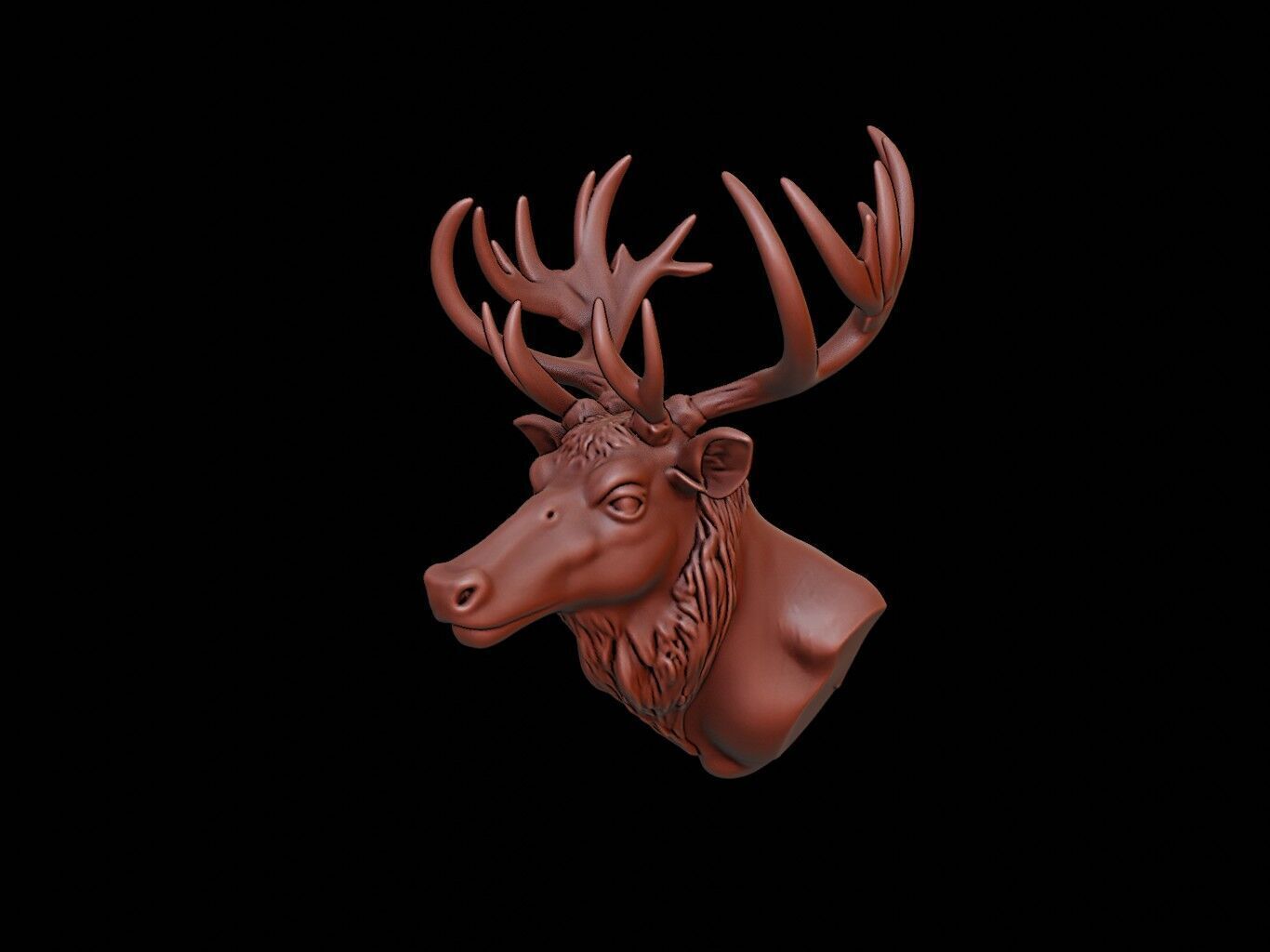 Elk Animal Bust 3D print model_1
