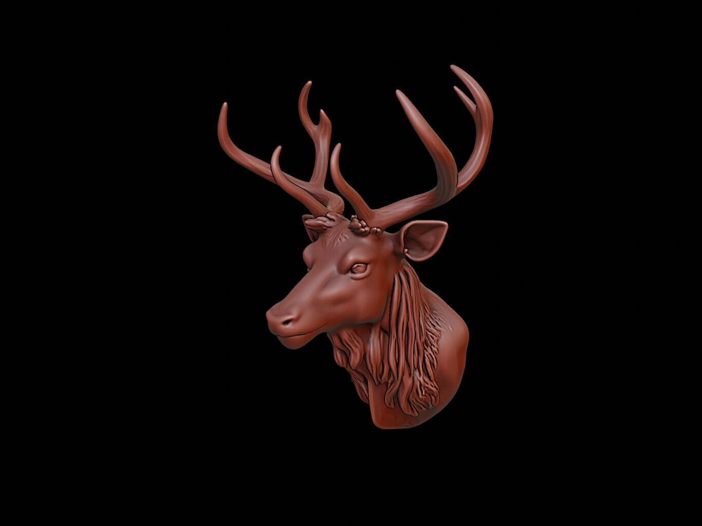 Elk Animal Bust 3D print model_1