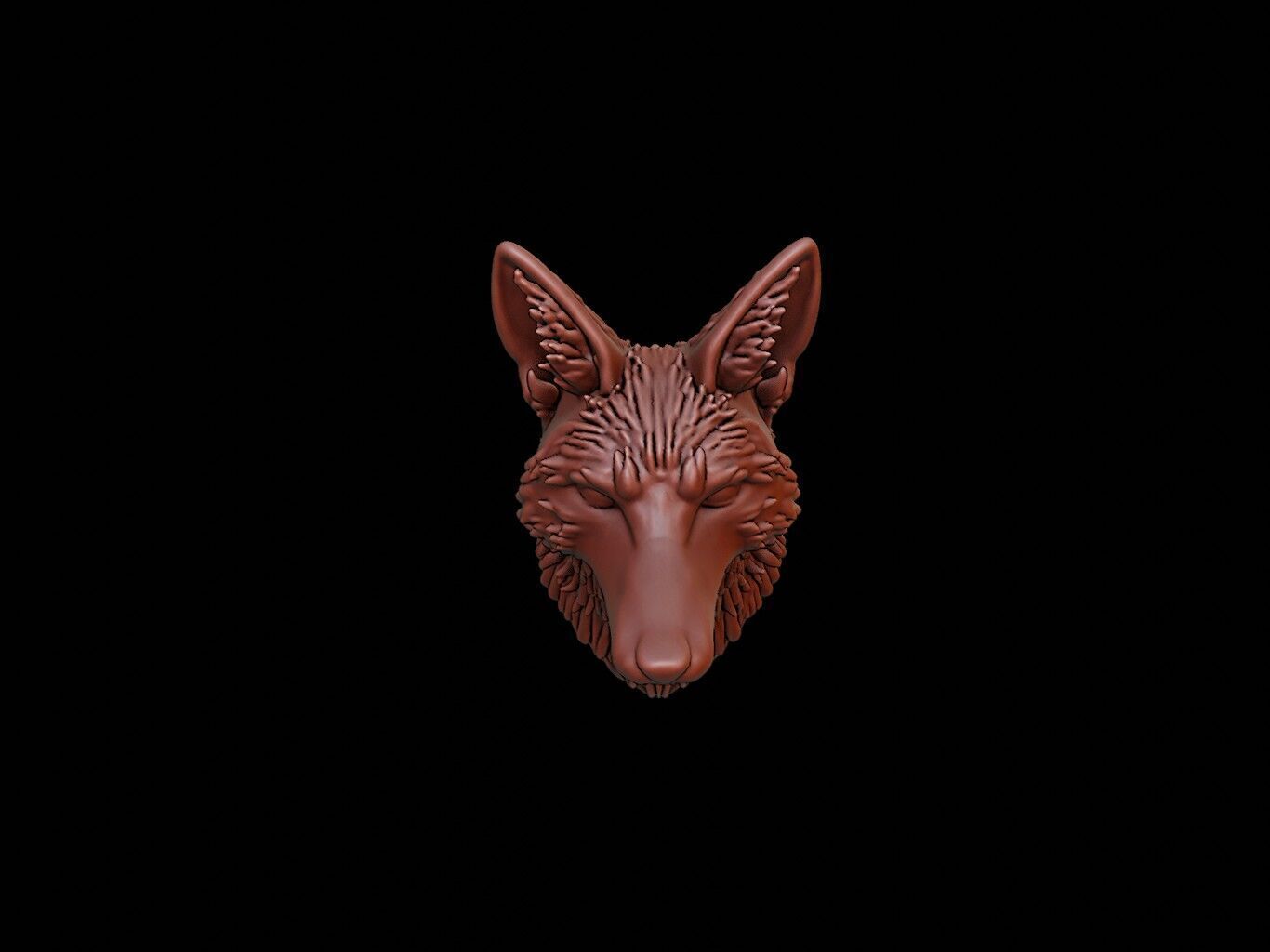 Fox Animal Bust 3D print model_2