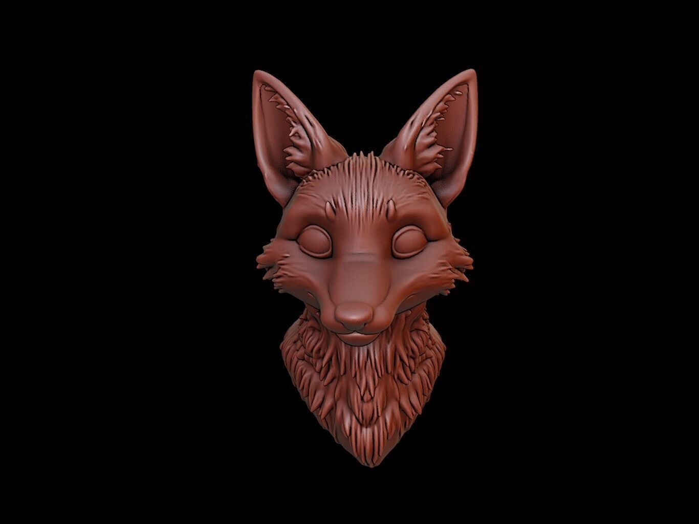 Fox Animal Bust 3D print model_2