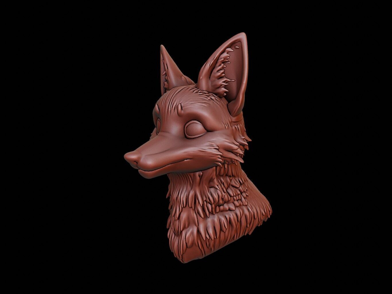 Fox Animal Bust 3D print model_1