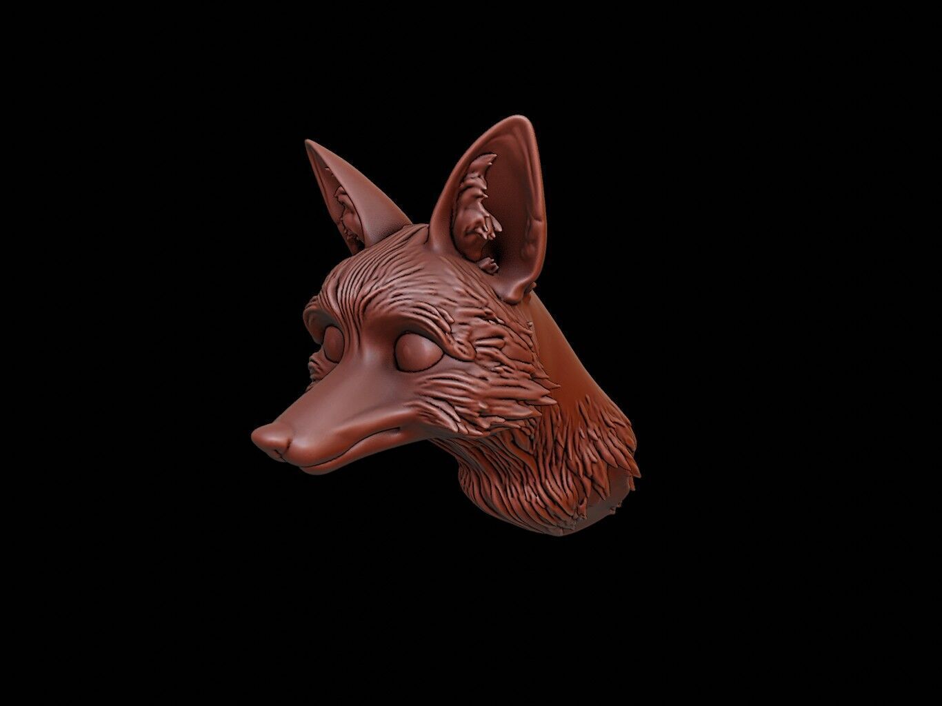 Fox Animal Bust 3D print model_1