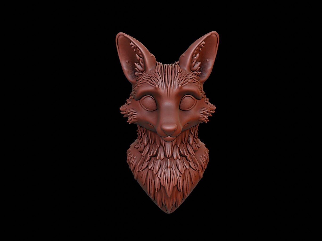 Fox Animal Bust 3D print model_2