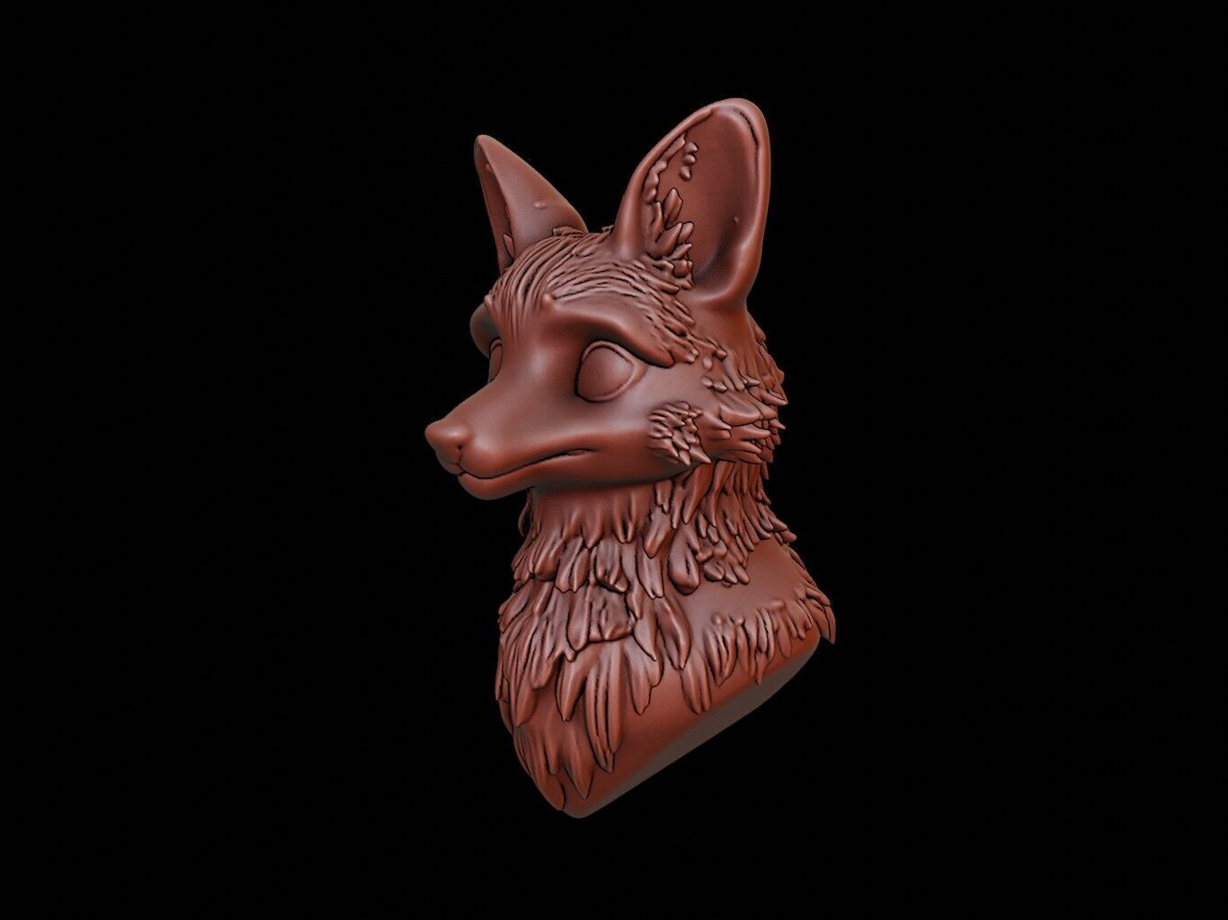 Fox Animal Bust 3D print model_1