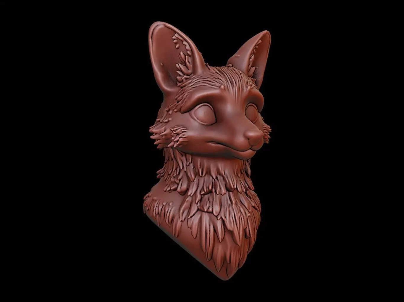 Fox Animal Bust 3D print model_0